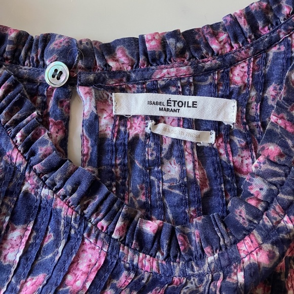 Isabel Marant Etoile Sleveless Ruffled Floral Blouse 44 L XL 10 12 - Picture 3 of 4